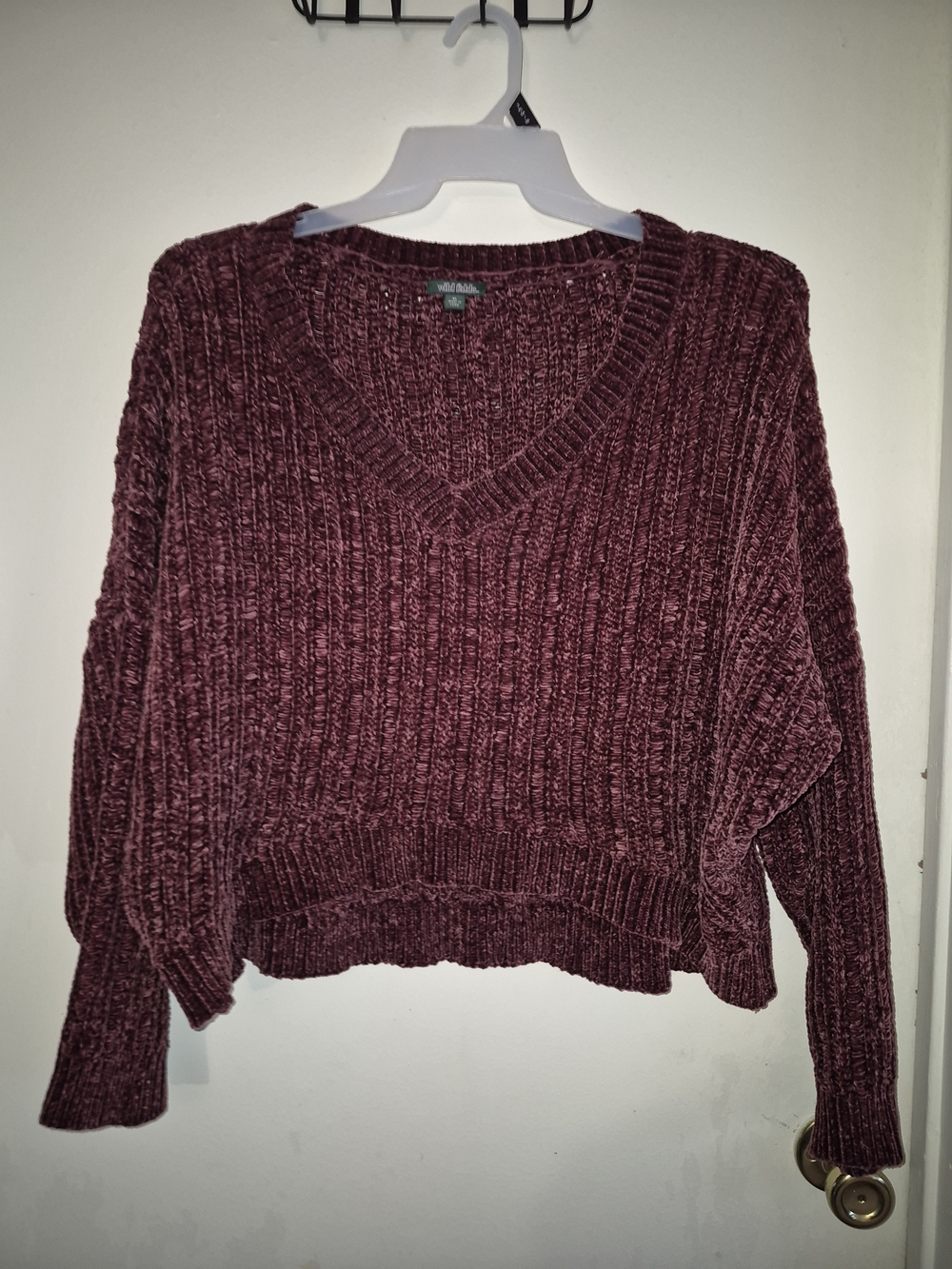 wild fable V-Neck Chenille Sweater - Burgundy